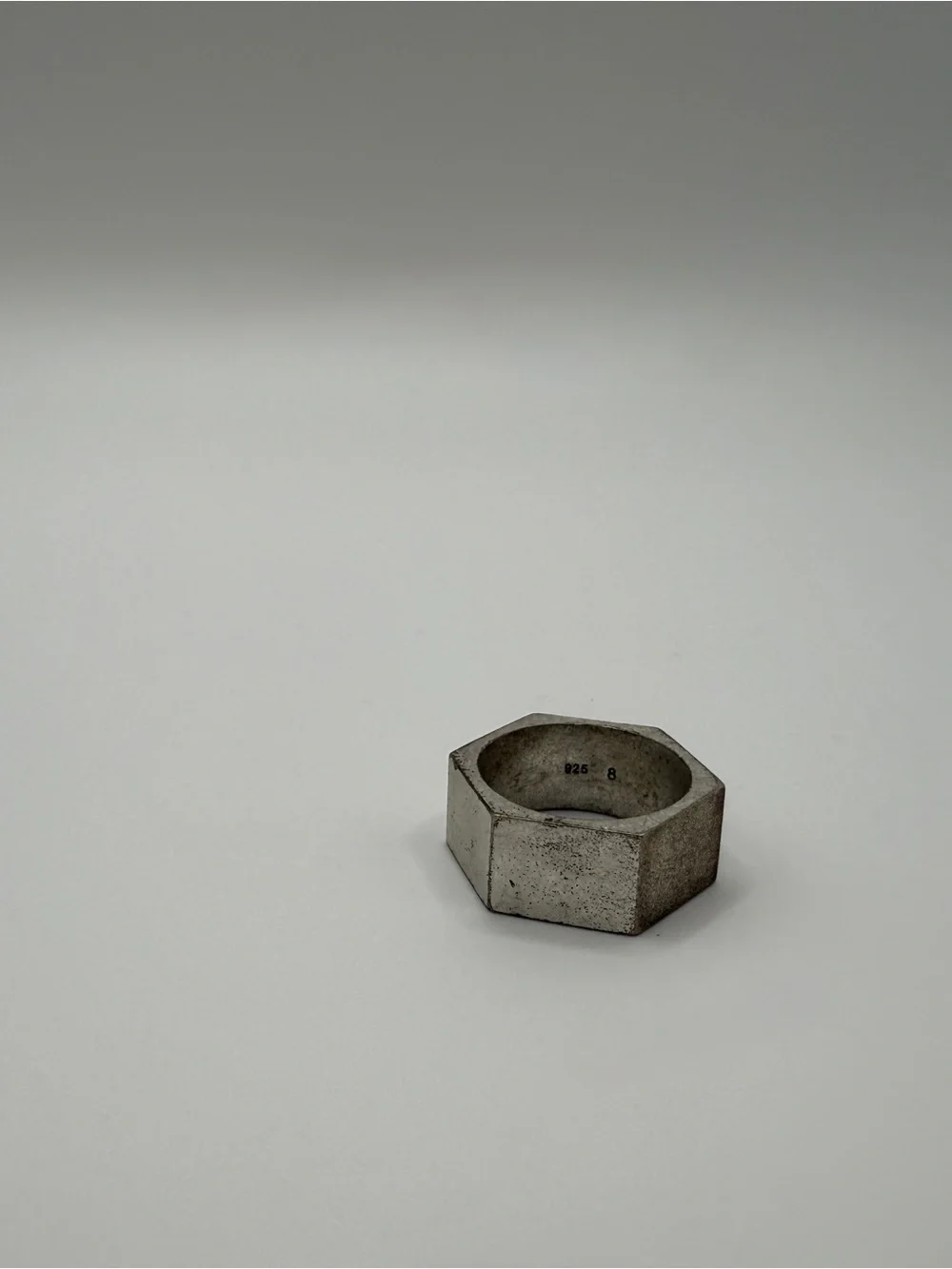 NWT All Saints Distressed “Warm” Silver Hex “Bolt” Ring Size 8